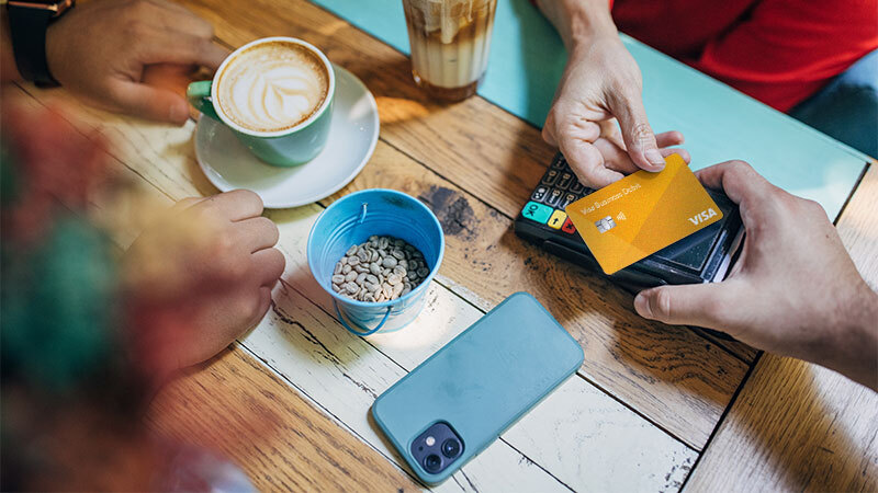 contactless card payment in cafe